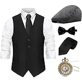 Gionforsy 1920s Mens Costume Gatsby Gangster Costume Accessories Set 20s Hat Bow Tie