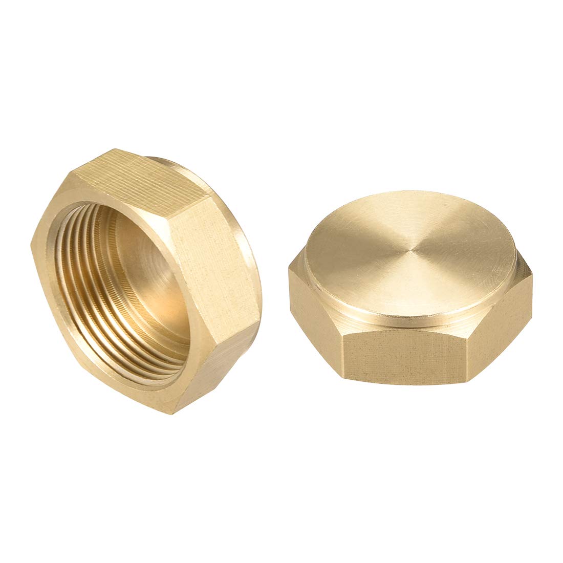 sourcing map M26x1.5 Pipe Fitting Cap, Brass Hex Female Thread Hose Connector, for Garden and Outdoor Water Pipes Nozzle Joints, 2Pcs