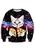 Cutiefox Cute Cat Printed Round Neck Sweatshirts Sweaters Cat Pizza,XL