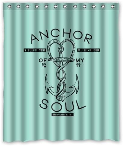60"(w) x 72"(h) Hot Sale Anchor of My Soul - Bible Verse HEBREWS 6:19 Theme Picture 100% Polyester Bathroom Shower Curtain Shower Rings Included