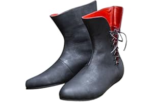 DUNHAO COS Medieval Men's Faux Leather Lace-up Boots Gothic Shoes