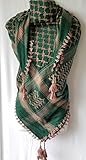 LT Olive Green White Arab Shemagh Head Scarf Neck Wrap Cottton Palestine Arafat