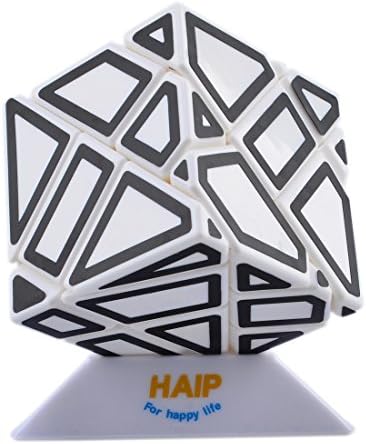 Magic Cube, Haip 3x3 Ghost Cube Puzzle Cube Black Stickers Magic Cube White (Base Holder/Bag Included)