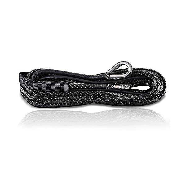 14-Inch-x-50-BLACK-Synthetic-Winch-Line-Cable-Rope-6400LBs-Sheath-Thimble-Recovery-Replacement-ATV-UTV-Truck-Boat