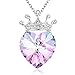 Angelady Gemstone Created Infinity Pendant Necklace Gifts for Women Girls Crystal from Swarovski ， Princess Crown Necklace Graduation Present