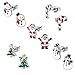 IWENSHENG Christmas Stud Earring Set - Pack of 5 Pairs Hypoallergenic Christmas Gift Earrings for Teen Girls Women Earrings Including Red Santa Claus, Candy Cane, White Snowman, Green Christmas Tree