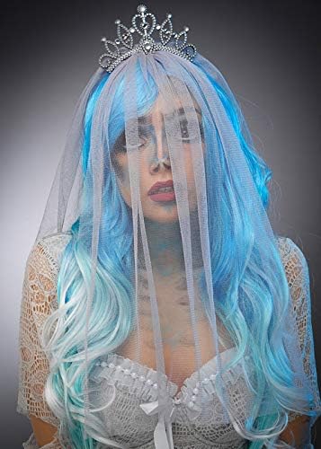 Delights Womens Halloween Corpse Bride Style Grey Veil Headpiece