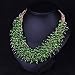 Hamer Women's Green Bib Choker Statement Necklace Gold Plated Chain Pendant Jewelry for Women Party Use