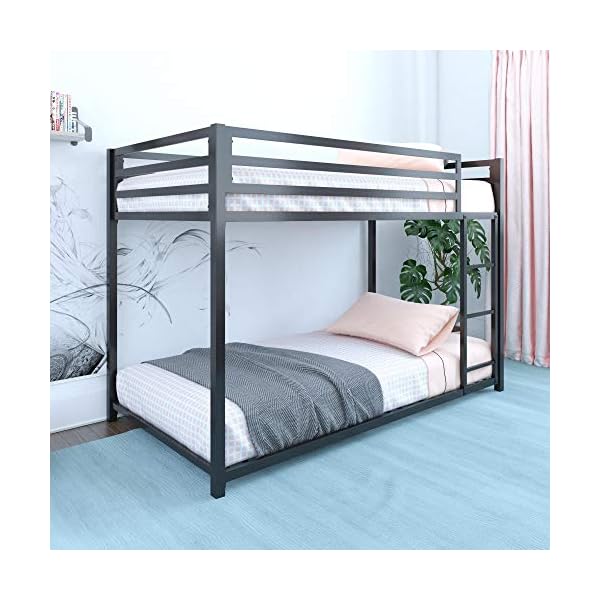 DHP Miles Metal Bunk Bed, Black, Twin over Twin The Home Kitchen Store