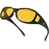 Dollger Night Driving Glasses for Men Women, Anti Glare Polarized HD Yellow Lens,Fit Over Glasses Sunglasses for Men-UV400