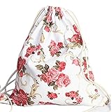 Hitop Floral Casual Canvas Backpack Drawstring Bag, Fashion Cute Lightweight Backpacks for Teen Young Girls