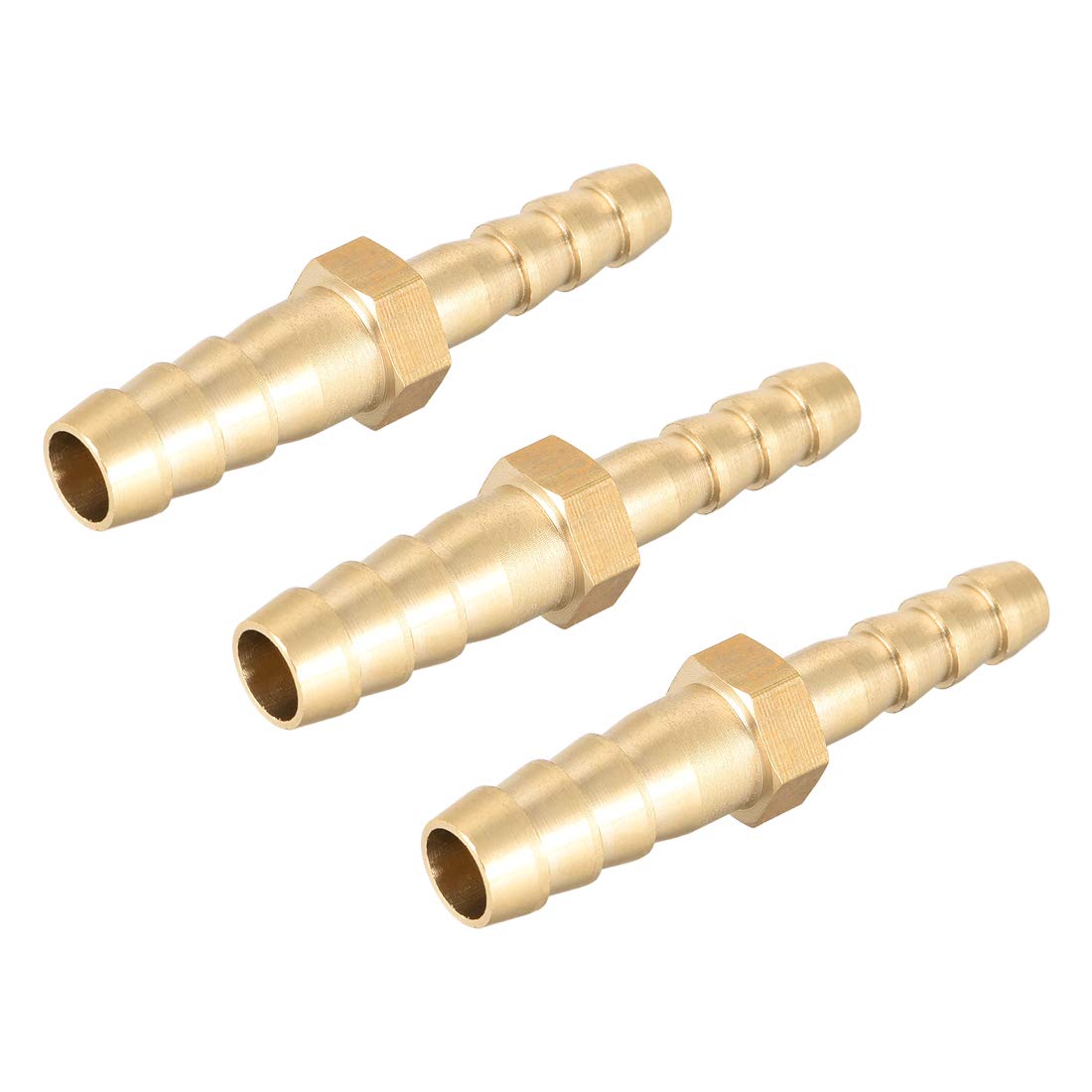 sourcing map Straight Brass Barb Fitting Reducer, Fit Hose ID 8mm to 6mm 3pcs