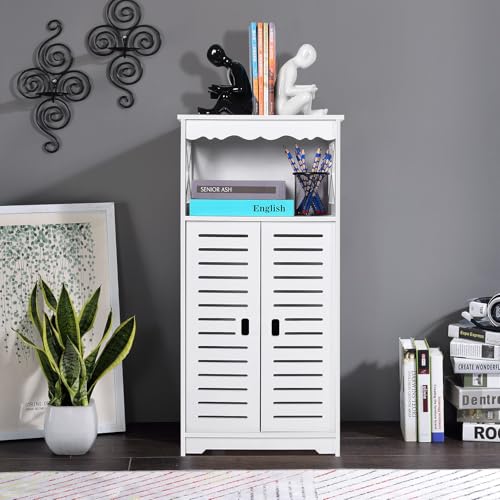 aimu Bathroom Storage Cabinets,White Floor Free Standing Cabinet,Home Waterproof Storage Furniture for Bedroom Kitchen Hallway,Cupboard Unit with Daily use Layer,75x24x34cm.