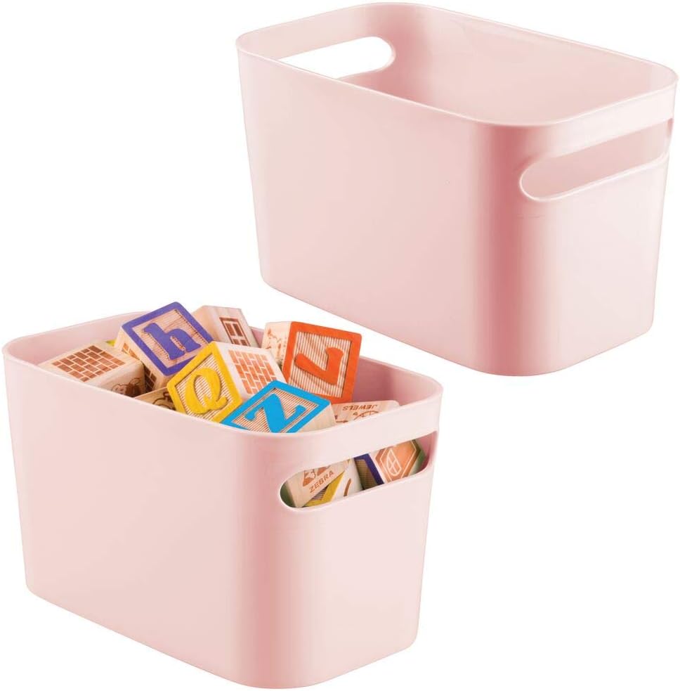 mDesign Plastic Toy Box Storage Organizer Tote Bin with Handles for Child/Kids