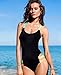 Yonala Color Halter Neck One Piece Monokinis Swimsuit Bathing Suit, Black, L, Black