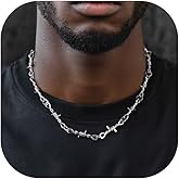 ChainsHouse Barbed Wire Necklace Punk Thorns Chain Necklace for Men Women, 5/6/7/9/12MM Wide Stainless Steel/Black Metal/Gold Plated Hiphop Rock Jewelry, 18-22 Inches