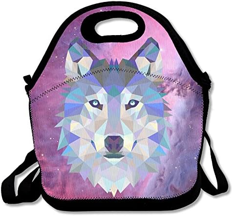 Geometric Wolf Handy Portable Zipper Lunch Box Lunch Tote Lunch Tote Bags
