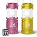 MalloMe Camping Lantern Pink Yellow 2 Pack Lanterns for Power Outages, Camping Lights for Tent Hanging, Camp Light Tent Lamp Emergency Battery Powered LED Lantern (Rechargeable Batteries Not Included)