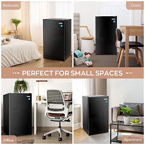 TECCPO Mini Fridge with Freezer TAMF32, 3.1 Cu.Ft, Low Noise, Energy