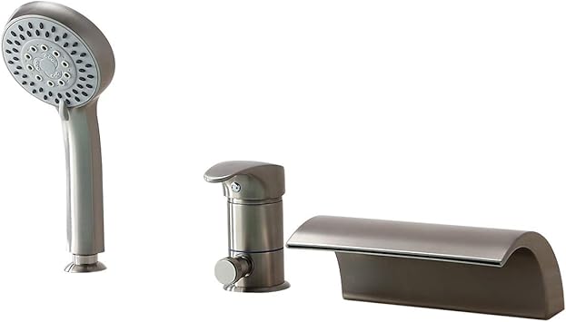 Jiayoujia Deck Mount 3 Holes Bathtub Faucet With Hand Shower