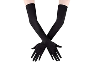 Women Satin Gloves, 1920s Elbow Opera Gloves Stretchy Sunshade Gloves Wedding Bridal Dress Gloves for Evening Party Dresses