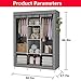UDEAR Portable Wardrobe Closet Clothes Organizer No-Woven Fabric Cover with 6 Storage Shelves, 2 Hanging Sections and 4 Side Pockets，Grey