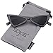 SOJOS Designer Cateye Triangle Sunglasses High Pointed Flat Mirrored Lens SJ2051 with Black Frame/Grey Lens