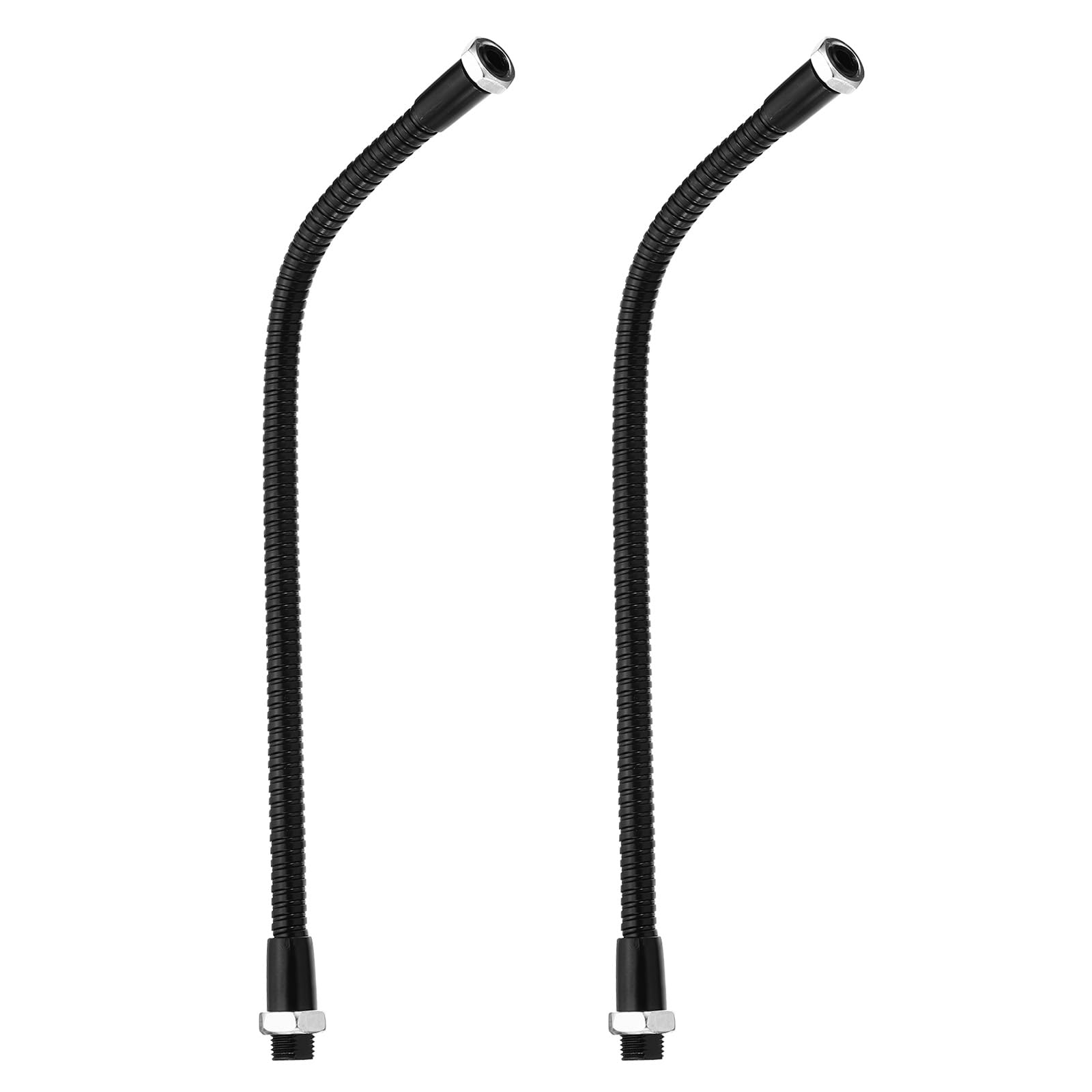 PATIKIL 9.8" Universal Gooseneck Hose, 2 Pcs M10 to M8 Fine Thread Bendable Metal Hose Flexible Arm Soft Tube Extension for Lamp, DIY Equipment, Black