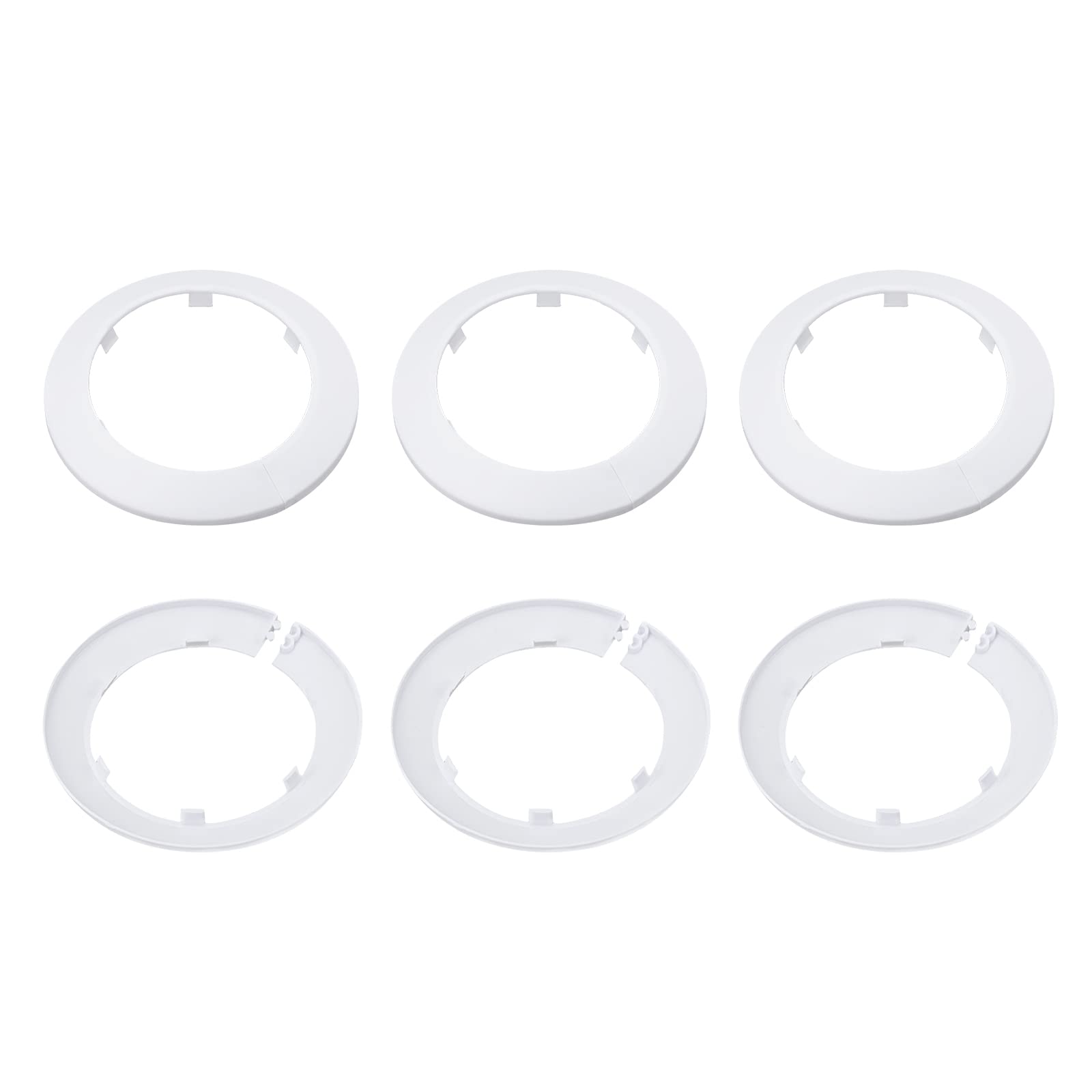 DTGN 130x13mm(DxT) Pipe Cover Decoration - 6Pack - Good for Bathroom Kitchen 89mm Dia Pipe - PP Plastic Escutcheon - White
