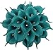 Duovlo 20pcs Calla Lily Bridal Wedding Bouquet Lataex Real Touch Artificial Flower Home Party Decor (Peacock Blue)