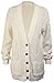 Purple Hanger Women's Long Sleeve Cable Knit Chunky Cardigan Cream 12