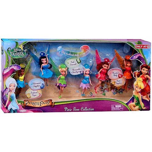 Disney Fairies Exclusive 4.5 Inch Doll 6-Pack The Pirate Fairy Pixie Gem Collection [Iridessa, Rosetta, Periwinkle, Tink, Silvermist & Fawn]