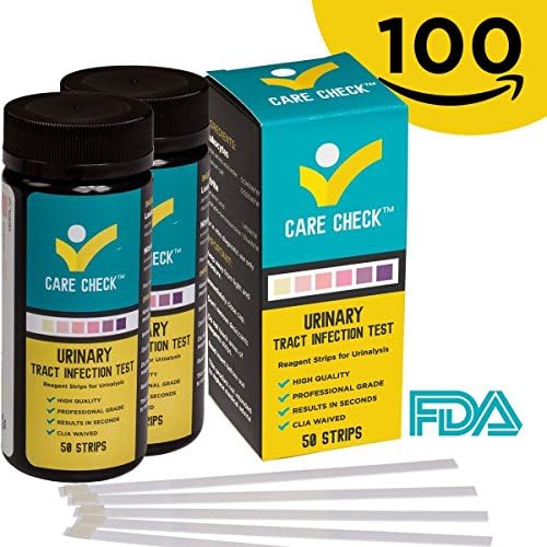 Care Check Urinary Tract Infection UTI Test Strips, Detect Leukocytes and Nitrite - 2x50 (100) Urine Strips