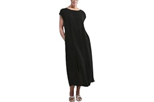Long Dresses for Women 2025 Summer Cotton Linen Solid Maxi Dress Cap Sleeve Sundress Loose Casual Beach Flowy Dress