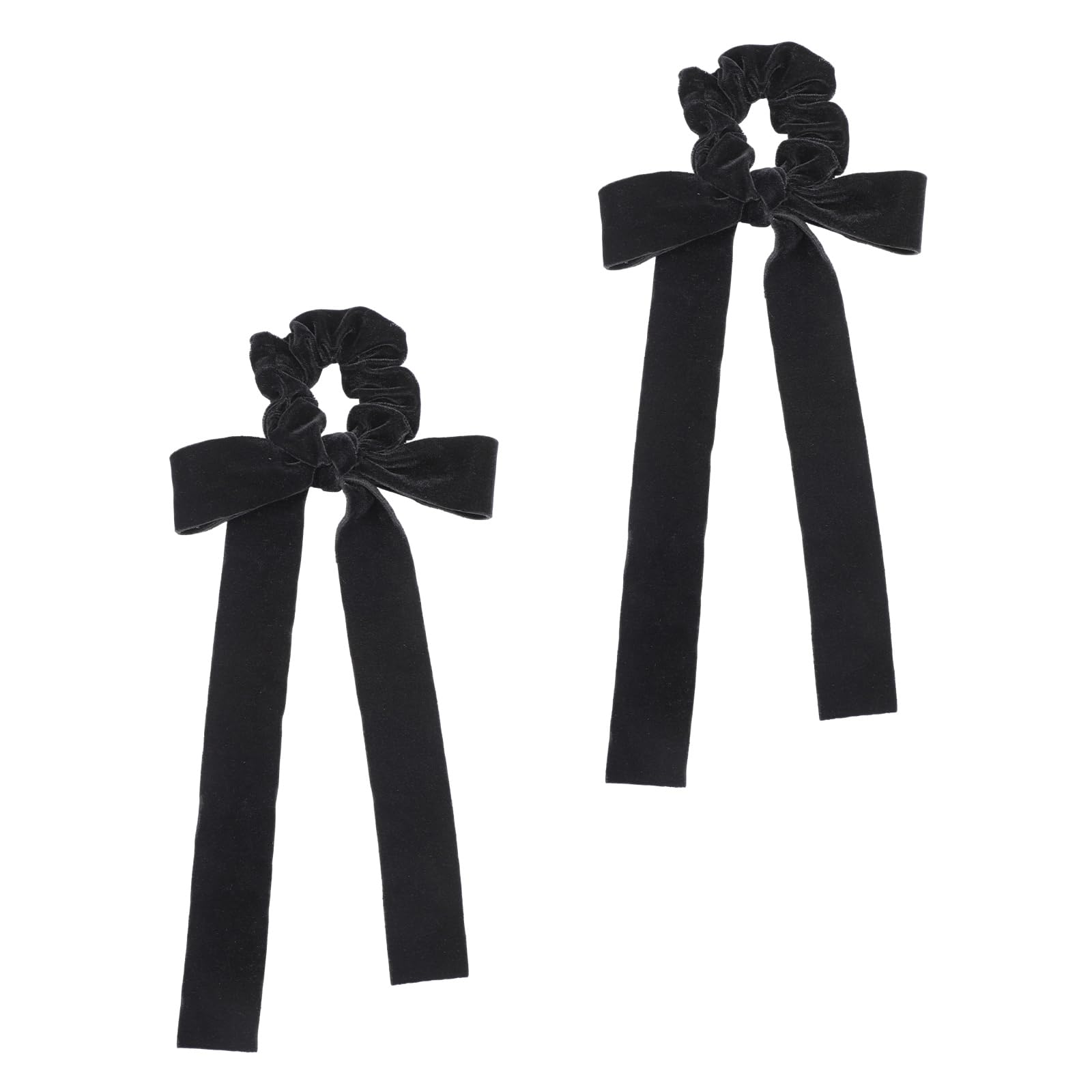 2pcs Velvet Hair Scrunchies Bows, Black Velvet Hair Bows for Women, Elegant Hair Bows with Elastic Bands Ponytail Holder Hair Ties Bow Hair Ribbon Gift for Women Girls