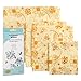 Reusable Beeswax Food Storage Wraps - SYNERKY 4 Pack Eco-friendly Wax Sandwich Snacks Wrap and Bowl Cover Sustainable FDA Certified Plastic-Free Cloth Bee Wrappers Wrapping Paper for Kitchen Storage