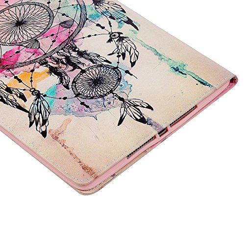 iPad 9.7 Inch Case, Mavis's Diary Colorful Painted Wallet Case PU Leather Shockproof TPU Inner Bumper Flip Cover with Card Slots Cash Pockets Kickstand Cover for iPad 9.7 Inch 2017, Dream Catcher