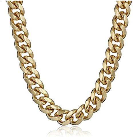 LSDMY Men's Yellow Gold Plated 6mm Cuban Curb Chain Link Necklace, 18-36" Inches
