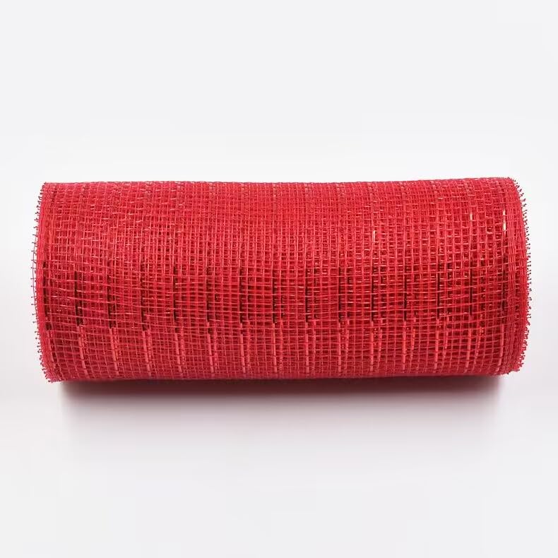 YYCRAFT 6 inch x 30 feet(10 Yards) Metallic Deco Poly Mesh Ribbon(Red)