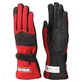 RaceQuip 355013 355 Series Medium Red SFI 3.3/5 Two Layer Racing Gloves