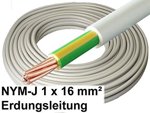10 Meter - NYM-J Kabel, 1 x 16 mm², grau, Erdungsleitung/Erdungskabel