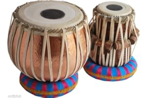 Queen Brass Tabla Drums Set-Concert_Quality-Hammered_Copper Bayan 3 Kg-Sheesham Wood Dayan