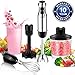 BSTY Immersion Hand Blender 4-in-1 6-Speed Stick Blender Handheld with 16oz Food Chopper and 600ml Food Grinder, Egg Whisk for Baby Food, Smoothies, Sauces and Soups - White