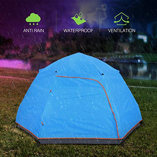 Victostar Instant Pop Up Family Camping Tent,Double Layer Waterproof 3 Season for Picnic Fishing Hiking Traveling (Blue, 4-Person) - Thumbnail 3