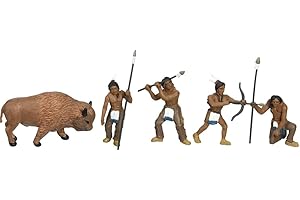 Woodland Scenics SP4444 1.5-Inch Scene Setters Figurine, Natives/Buffalo, 5/Pack