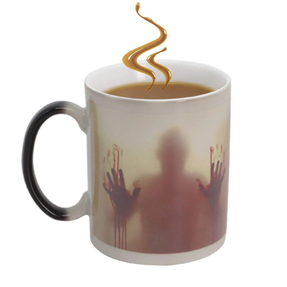 IGZOM Novelty Heat Sensitive Colour Changing Walking Dead Zombies Magic Mug,Halloween,Christmas,Birthday Gifts Cup