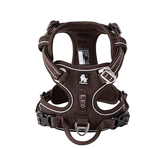 WINHYEPET True Love No Pull Dog Harness Extra Reflective Pet Harness for Small Medium Large Dogs Adjustbale for Running Walking Padded Soft Mesh Vest Easy Control TLH56512(Brown,S)
