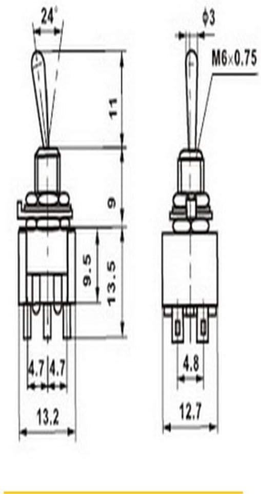 Taiss/10 Pcs Toggle Switch AC 125V 6A Amps ON/ON 6 Terminals 2 Position DPDT MTS-202, 6Pin ON/ON - Image 5