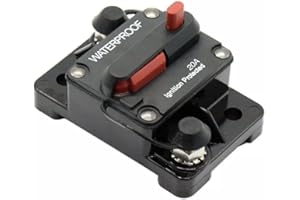 20A Circuit Breaker Holder with Manual Reset Switch for 12-48V DC Solar Power Systems, Waterproof IP67 Protection for Marine,