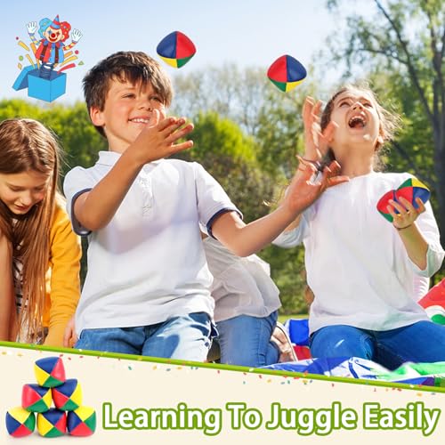 Set of 6 Quality Juggling Balls for Beginners, 50mm Diameter, Water Resistant Juggling Ball, Mini Faux Leather Juggling Balls for Kids Girls Adults